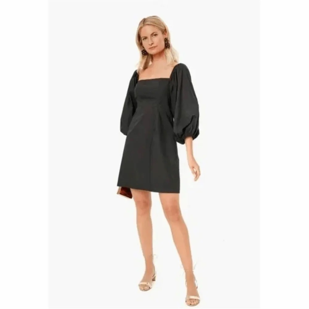 TUCKERNUCK POMANDER PLACE Chloe Square Neck Black Cotton Mini Dress Size Medium